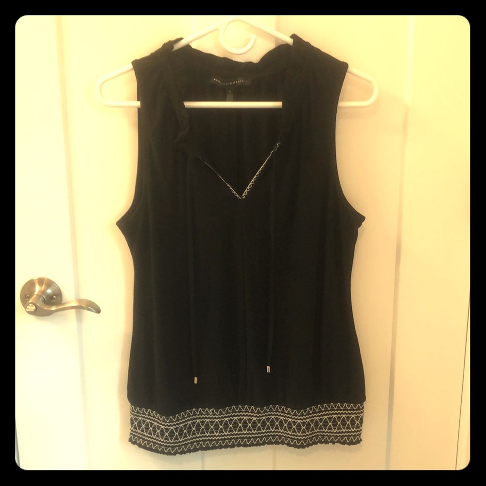 White House Black Market black and white blouse